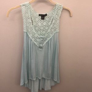 Light blue embroidered tank